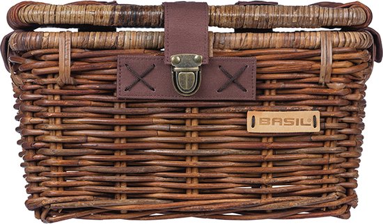 Basil Denton Bicycle Basket S - Frontal - Rotin - Marron - Petit