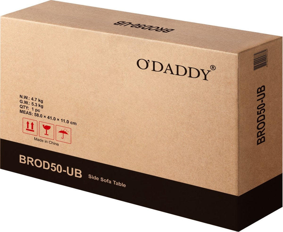 O'DADDY® Side Table - Table d'appoint pratique avec roulettes amovibles - Brun rustique - 50 x 35 x 55 cm