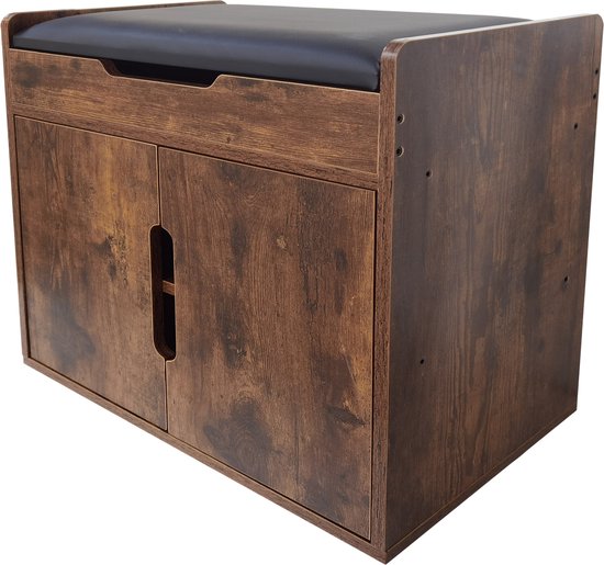 VDD Banc à chaussures - Armoire - Meuble de rangement - Rangement pour chaussures - Pliable avec coussin d'assise - Marron