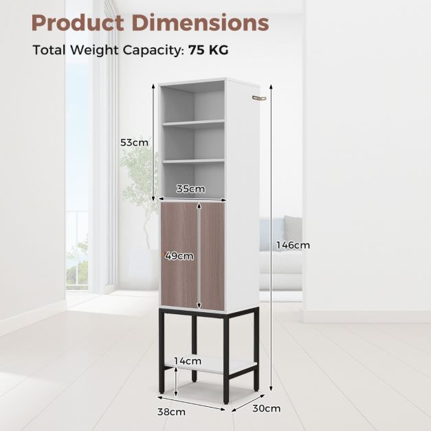 Armoire Coast - Bois & MDF - Système anti-basculement - 38 x 30 x 146 cm - Blanc
