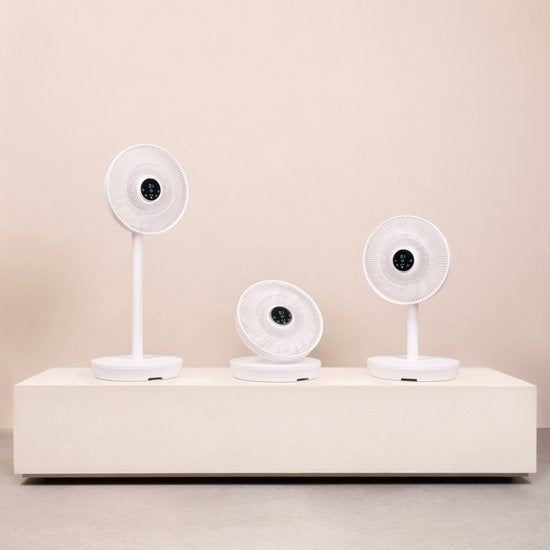 VONROC BREEZE Wireless Fan - Très silencieux (<44 dB) - 24 vitesses - léger et portable - 3 modes de ventilation : Naturel, Sommeil, Normal - Modulable : ventilateur de table et ventilateur de sol - Ecran tactile de luxe - Télécommande incluse - Blanc