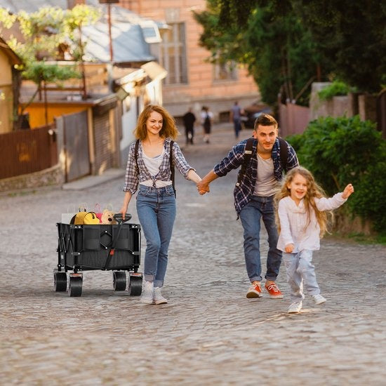 Chariot à roulettes - LifeGoods - XL - pliable - 200L - 150KG de capacité de charge - Noir