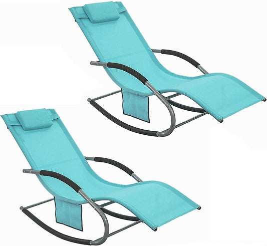 SoBuy - 2 Chaises de jardin - bleu - 141x62x86 cm