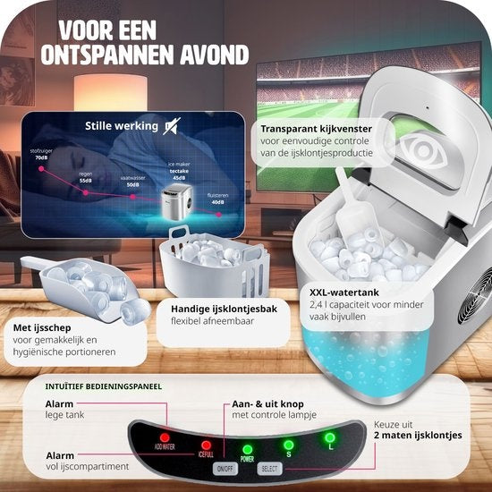 Tectake 400474 - Machine à glaçons - Argent