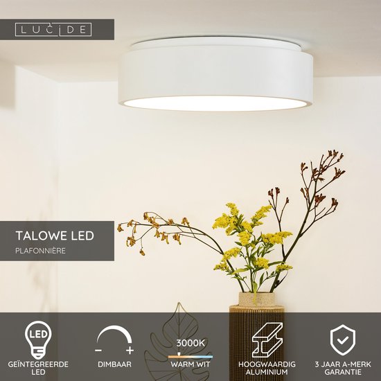 Lucide TALOWE LED - Plafonnier - Ø 45,5 cm - LED à intensité variable - 1x30 W 3000 K - Blanc