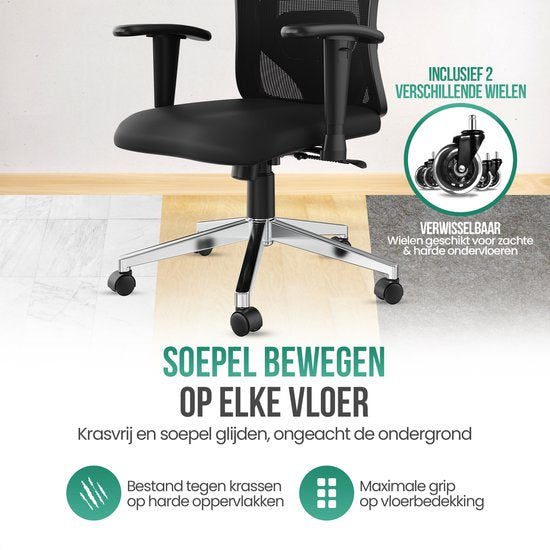 Avalo Ergonomic Office Chair With Headrest - NEN1335 - Chaises de bureau pour adultes - Chaise de bureau - 2 jeux de roues anti-rayures pour sols durs et souples inclus