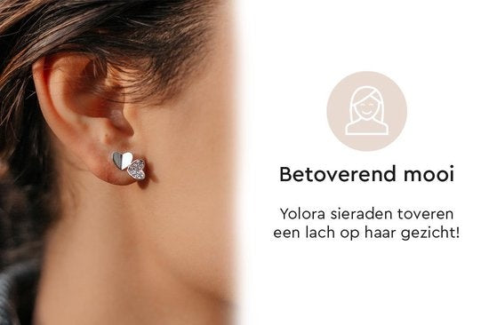 Yolora Ladies Earrings Heart - Kalpa Camaka Crystals - Silver - 18K White Gold Plated - Women's Earstuds Silver - Beautiful Gift Wrapping - Exclusive Gift Box - Mother's Day Gift