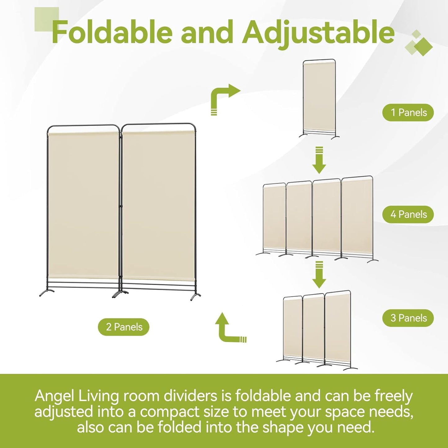 Angel Living Paravent 2 Panneaux - 162 x 180 cm - Beige