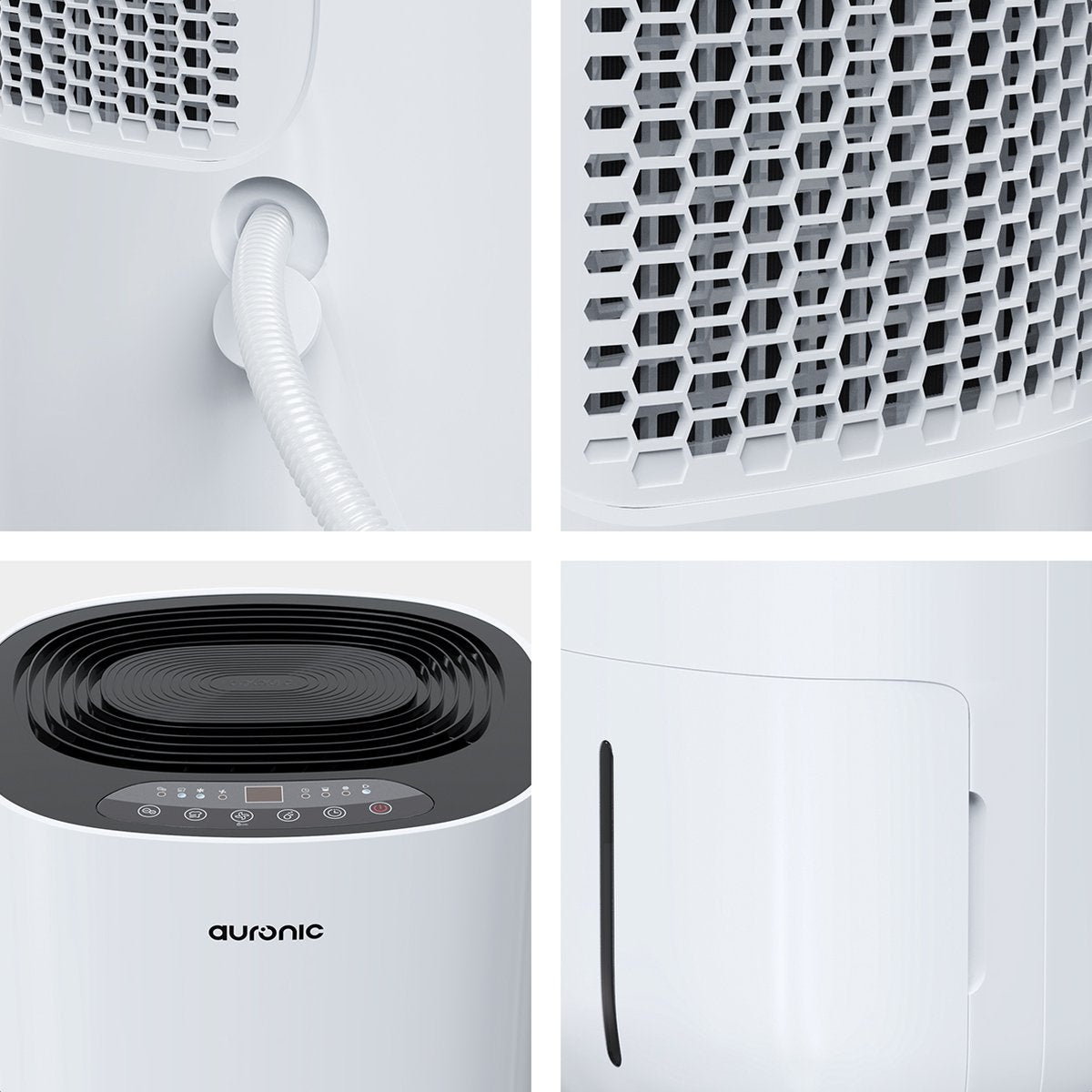 Déshumidificateur 2-en-1 – Auronic – Purificateur d’air – 60 m² – Réservoir 5 L – Affichage intuitif – Tuyau d’évacuation inclus - blanc