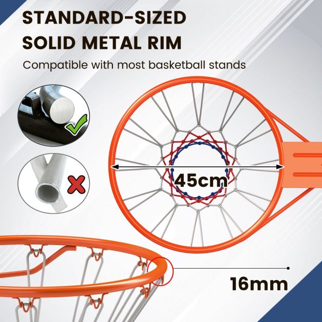 Coast 45 cm anneau de basket-ball avec filet pour toutes les saisons Support mural de basket-ball avec doubles ressorts