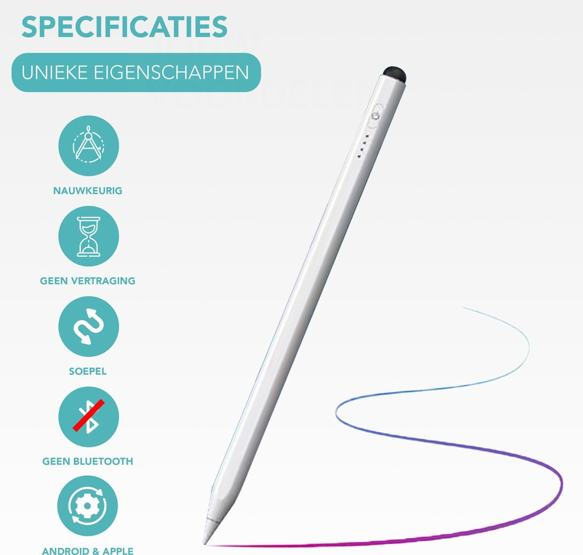Achaté Stylus Pen Pro - Alternatief Apple Pencil en Universele Stylus - Met Handdetectie - Wit