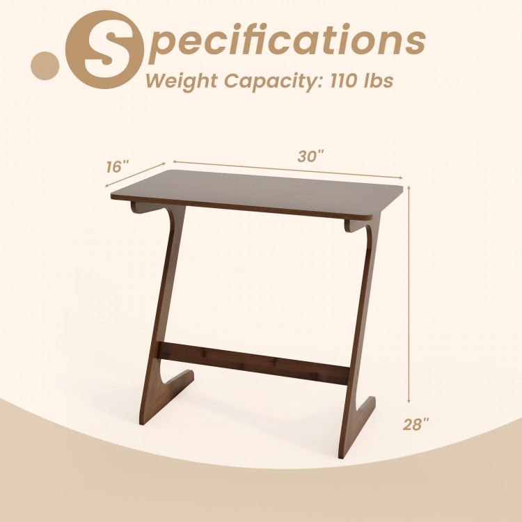 Coast Z-shaped Side Table Bamboo Brown/Natural - 76 x 41 x 71 cm - Table d'appoint pour canapé