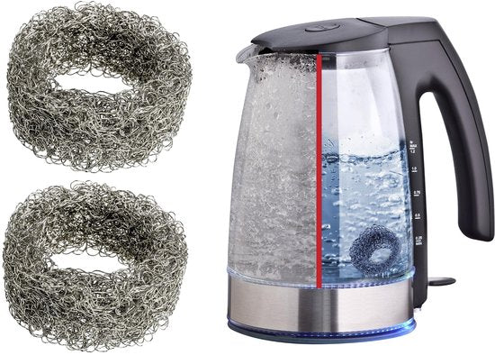 Collecteur de calcaire Mod. Hexi en acier inoxydable, protection anti-calcaire, accessoires pour bouilloire, détartrant, filtre anti-calcaire, économe en énergie, sans produits chimiques, lot de 2, 4 x 2 cm, argenté