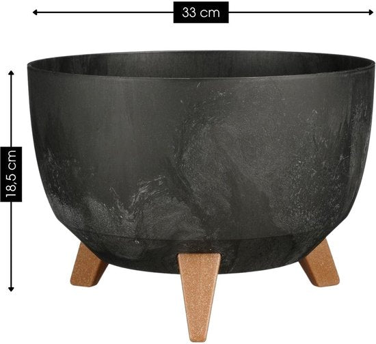 Jardinière sur pieds Doppio de Mica Decorations - 18,5 x Ø33 cm - Jardinières d'extérieur - Jardinières de balcon - Plastique recyclé - Noir