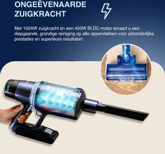 Aspirateur bâton CleanDetect 450W - Dépoussiéreur - Sans fil - 4 accessoires - Aspirateur - Sans sac sur batterie - Samako