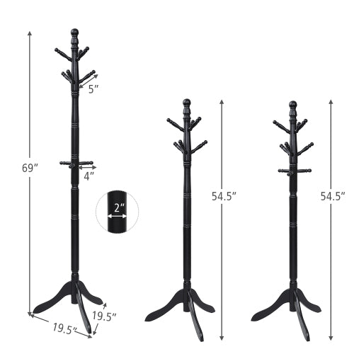 Costway Porte-manteau Arbre de couloir en bois - noir
