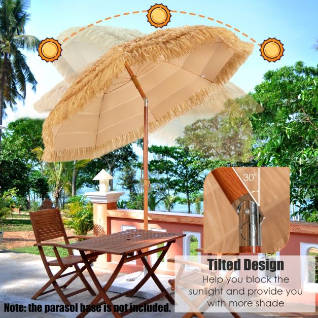 Parasol de plage inclinable Coast 200 cm - Naturel - Portable avec ancre à sable