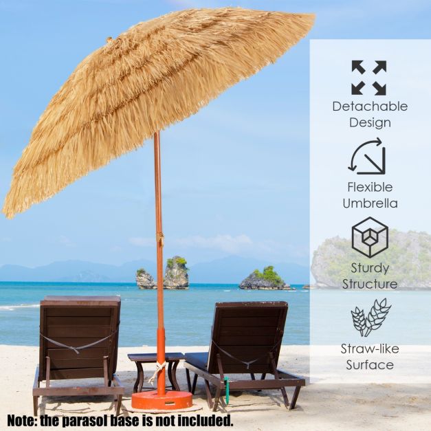 Parasol de plage inclinable Coast 200 cm - Naturel - Portable avec ancre à sable
