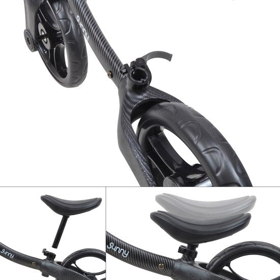Sunny Balance Bike 3000 - Vélo d'équilibre en métal - À partir de 2 ans - Selle réglable - Aspect fibre de carbone