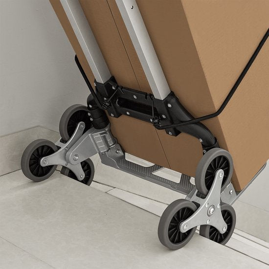 Chariot d'escalier pliant Juskys - de marche - Max. 80 kg - Gants et corde extensible inclus - noir/métal
