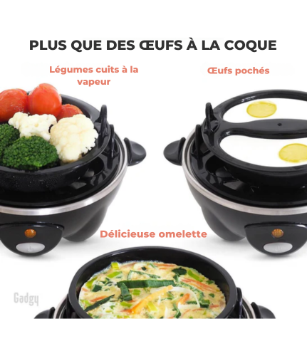 Cuiseur à oeuf - Gadgy - Chauffe oeuf - 7 œufs - Ensemble de 3 pièces - Cuiseur oeuf, légumes, et plus - Verre doseur inclus