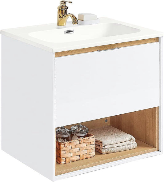 SoBuy Meuble évier - BZR171-N - Panneau de particules & MDF - Tapis de feutre inclus - 61x46x59cm - Blanc