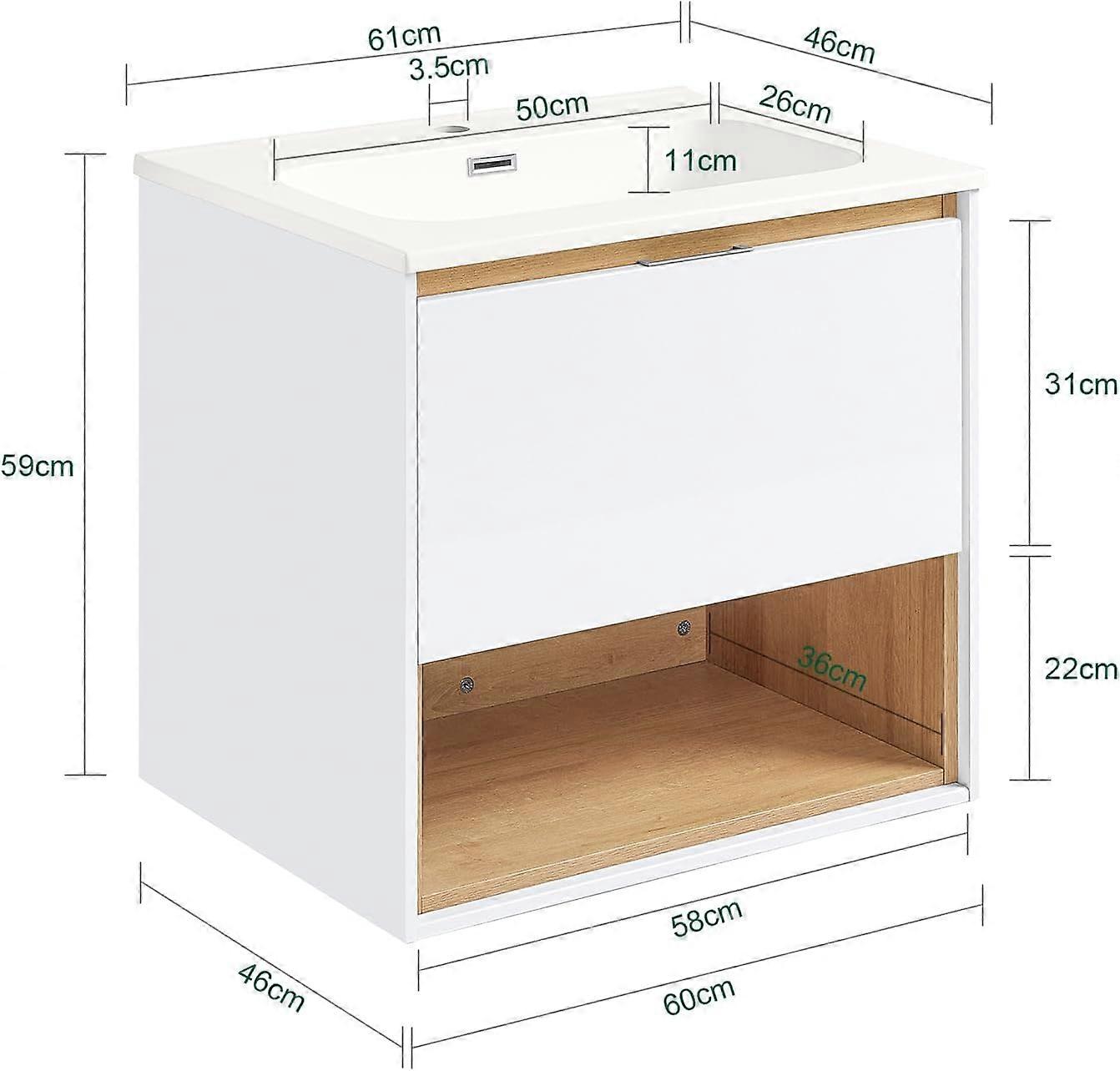 SoBuy Meuble évier - BZR171-N - Panneau de particules & MDF - Tapis de feutre inclus - 61x46x59cm - Blanc