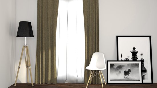 Larson - Rideau occultant tissé de luxe - Anneaux - Beige - 300 x 250 cm - occultant & prêt-à-porter
