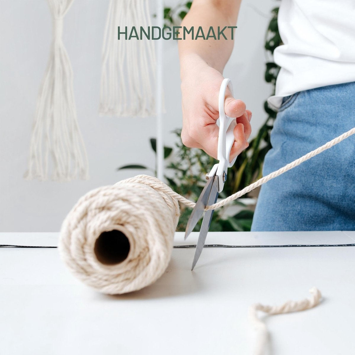 Gadgy Plant Hanger Macramé - Corde tressée de luxe en coton - 3 pièces - suspension de pot de plante - pot suspendu