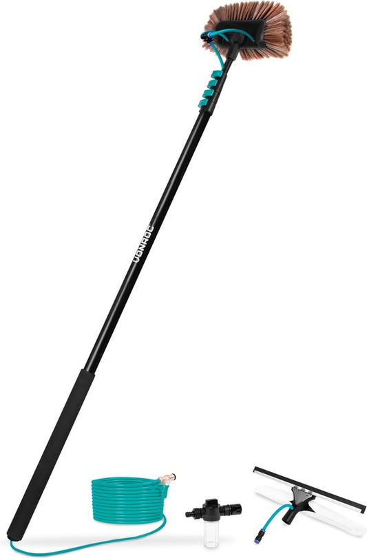Brosse à laver téléscopique - VONROC - 6,5 m – Avec Tête de Brosse – Nettoyeur de Vitres et Surfaces