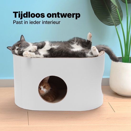 Jake and Jacky Scratching Cardboard for Cats - Maison pour chat en carton - Scratching Post en carton - Panier à gratter - Planche à gratter - Meuble à gratter - Tapis à gratter en carton - Panier pour chat - Lit pour chat - 60x34x34cm