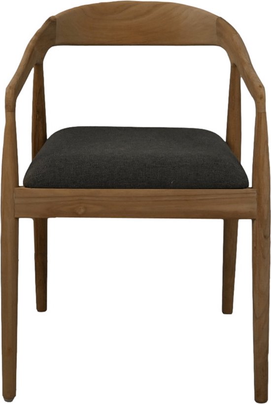 Collection HSM-Chaise de salle à manger Modena + assise-55x41x78-Naturel/Anthracite-Teak/Fabric