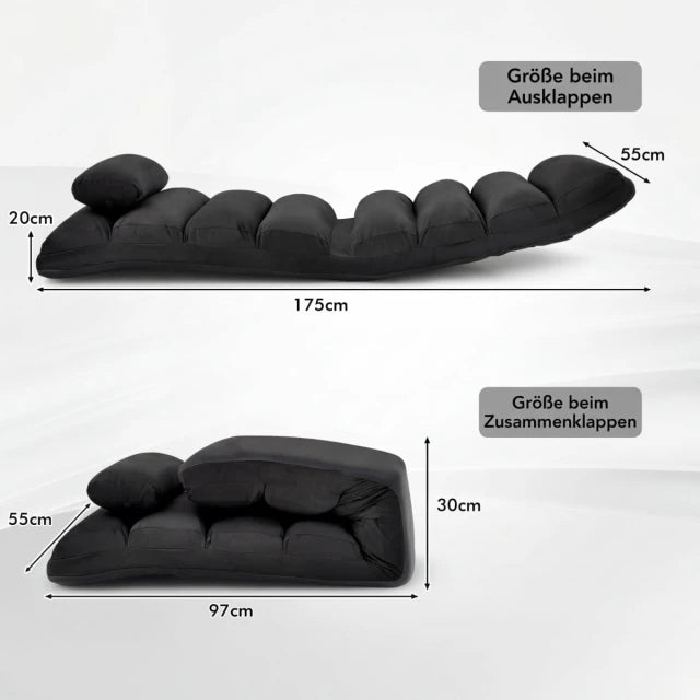 Coast Floor Armchair Black - Fauteuil relax pliant avec fonction sommeil - 175 x 55 x 20 cm