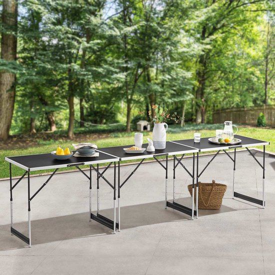 Table pliante en aluminium 3 pièces / Table pliante / Table de camping - Multifonctionnelle - Noir