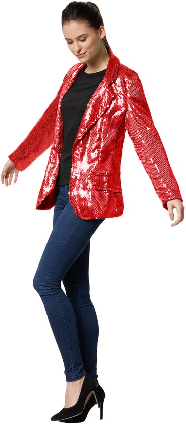 Dressforfun Manteau en paillette rouge XXL pour femme - Robe de soirée pour carnaval - 303875