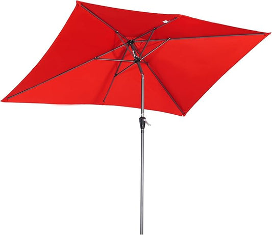 Angel Living Parasol de jardin - 2 x 3 m - Aluminium - Inclinable - Rouge