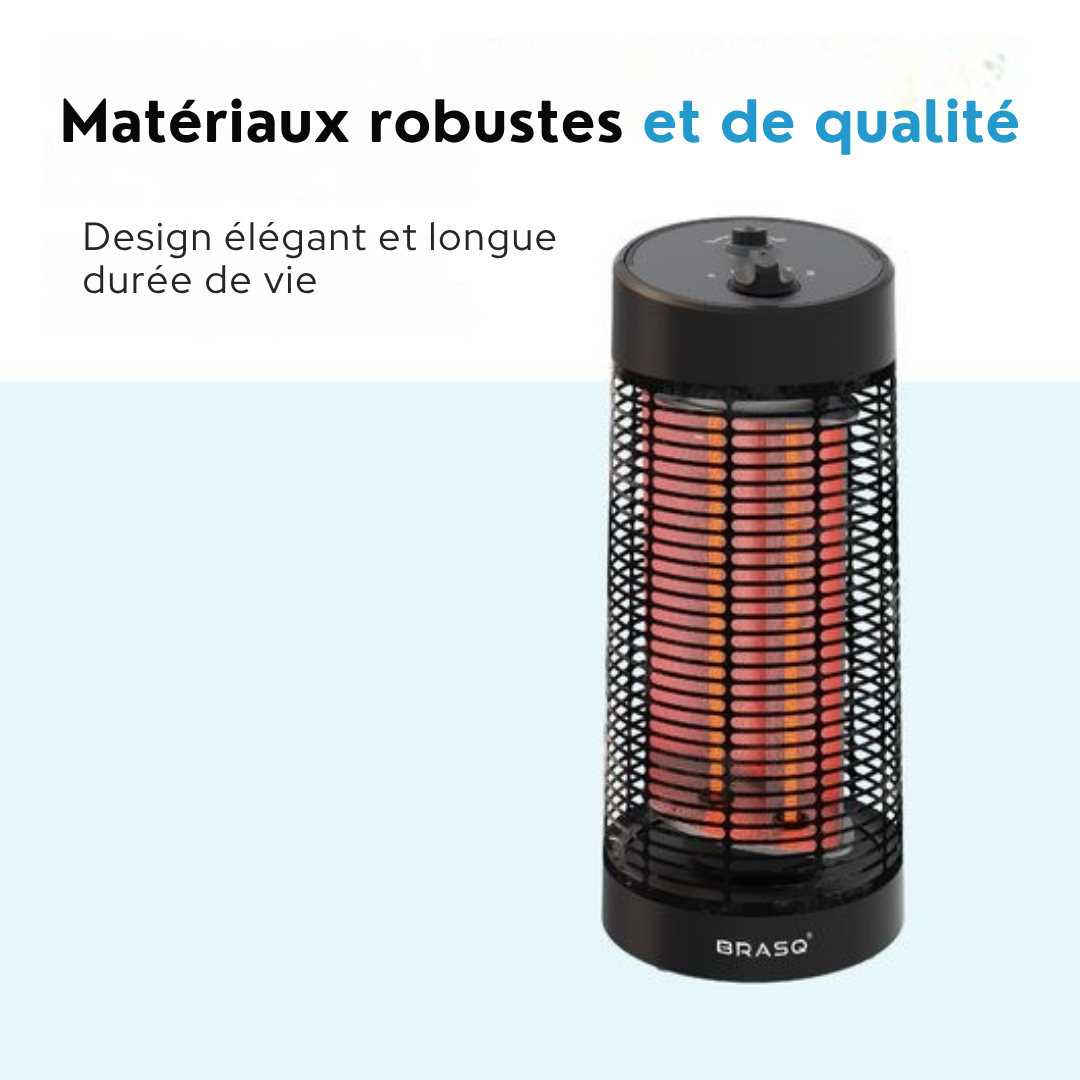 Chauffe terrasse électrique BRASQ - 2 niveaux de chaleur - Fonction pivotante - 50 x 22 x 22 cm - Noir