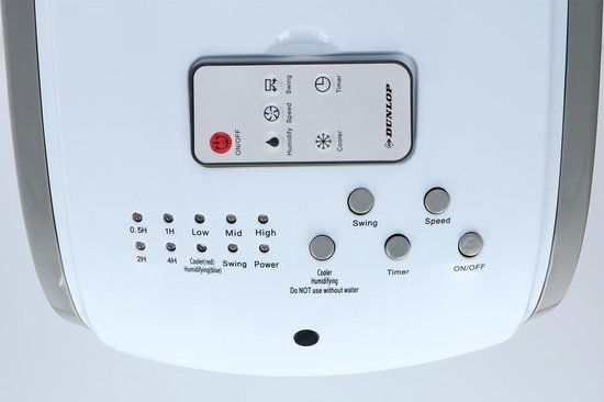 Dunlop Aircooler - 3-en-1: Refroidisseur d'air, Ventilateur, Humidificateur - Mobile - 4 Litres - 270m3/h