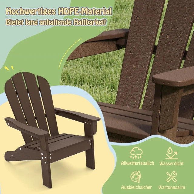 Chaise de jardin pour enfants Coast Brown - HDPE Chaise de relaxation avec dossier ergonomique - 53,5 x 52 x 64 cm