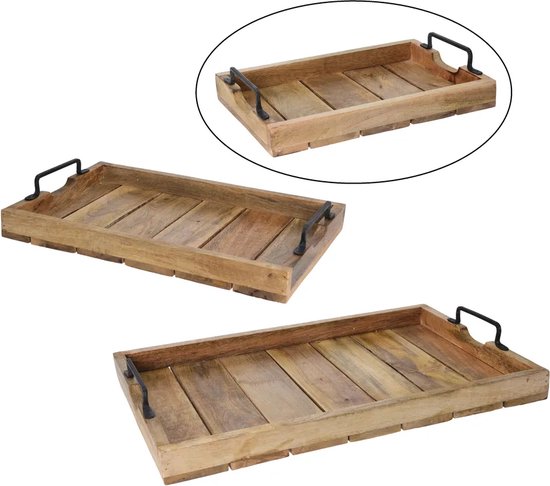Plateau - Bois - Rectangulaire - 38 x 25 x 5 cm