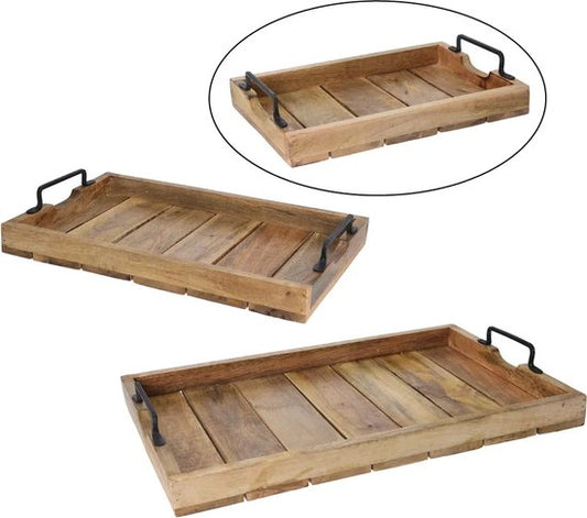 Plateau - Bois - Rectangulaire - 38 x 25 x 5 cm