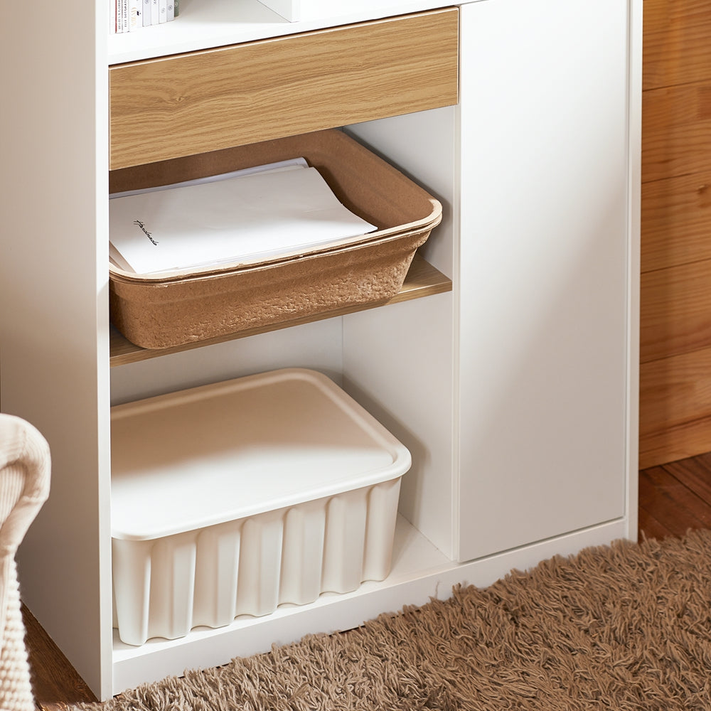 SoBuy STR11-WN bibliothèque blanche compacte avec tiroir et rangement, 72 x 30 x 110 cm