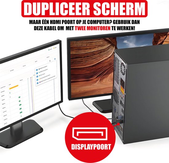 Câble DisplayPort vers HDMI - Prise en charge du 1080p - Connecteurs DisplayPort mâle et HDMI mâle - 2 mètres - 4K à 60 Hz - Full HD