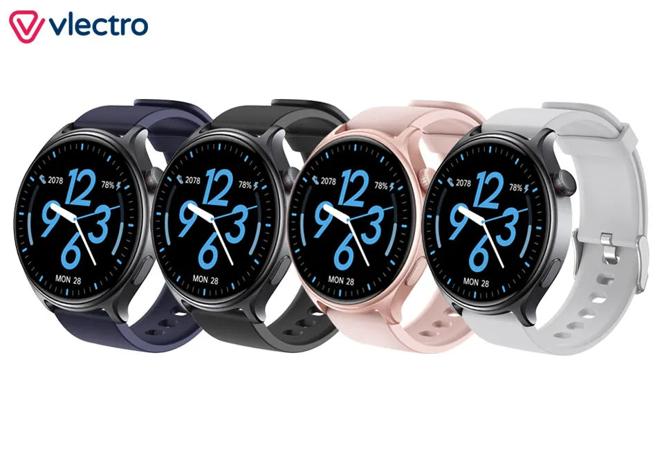 Montre connectée Vlectro R01.0 - Ronde - Écran HD de 1,46 pouces - Appels via Bluetooth - Grise