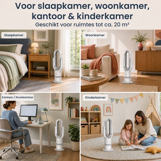 Ventilateur sans fil Aironex Swing avec chauffage – Radiateur soufflant – 2 en 1 : refroidissement et chauffage – 10 réglages – Oscillation à 71° – Télécommande – Blanc