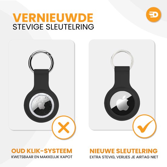 Drivv. Porte-clés AirTag - 2 pièces - Support AirTag - Silicone solide - Noir