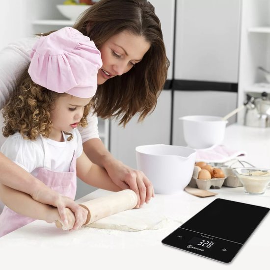 Kitchenwell Balance de cuisine numérique de précision - Balance de cuisine - 1gr - 15kg - Fonction tare - Noir