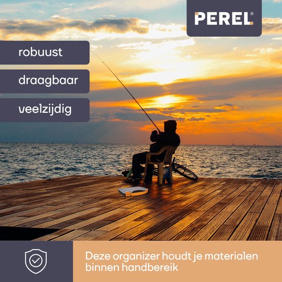 Boîte d'assortiment Perel, max. 20 compartiments, 16 séparateurs, couvercle transparent, empilable, 326 x 257 x 48 mm, jaune/noir