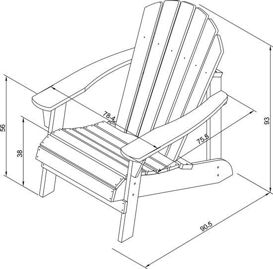 Chaise AXI Carmen Adirondack marron – Fauteuil de détente en bois avec accoudoirs – Dossier haut – 90,5 x 78,4 x 93 cm
