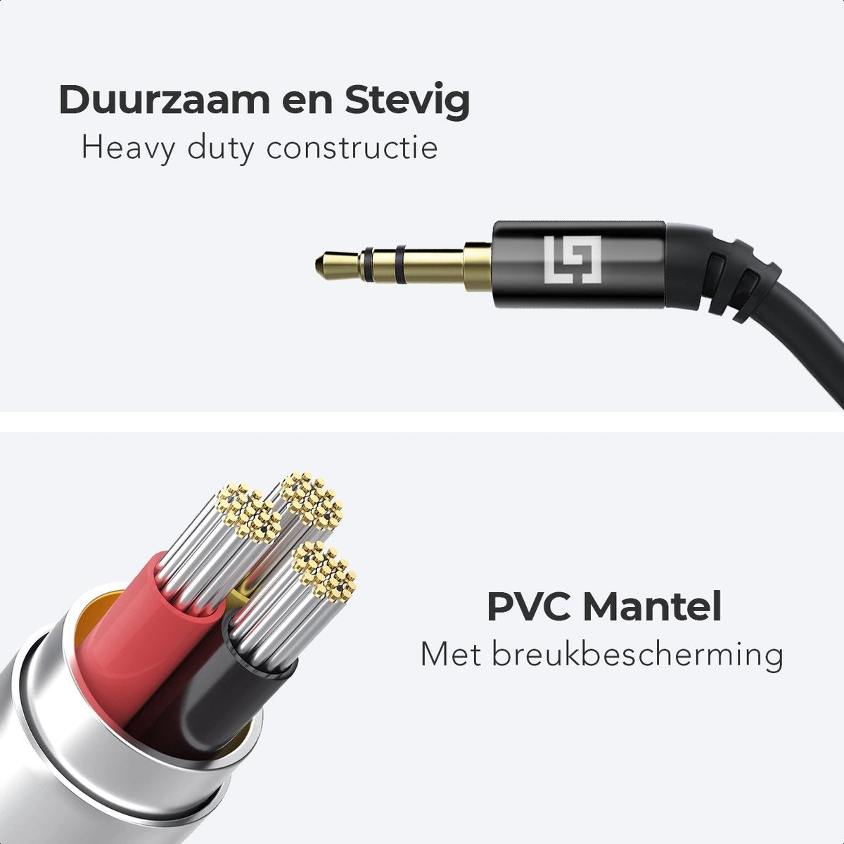 LifeGoods AUX Cable - Câble audio 0.5M - 3.5mm - Mâle à Mâle - Noir